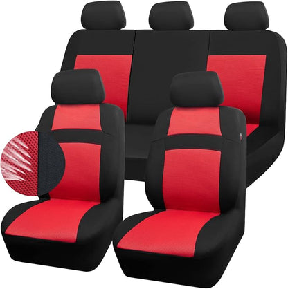 CAR PASS Rainbow Universal Fit 3D Air Mesh Car Seat Cover with 5mm Composite Sponge Inside,Airbag Compatible (Black Red)