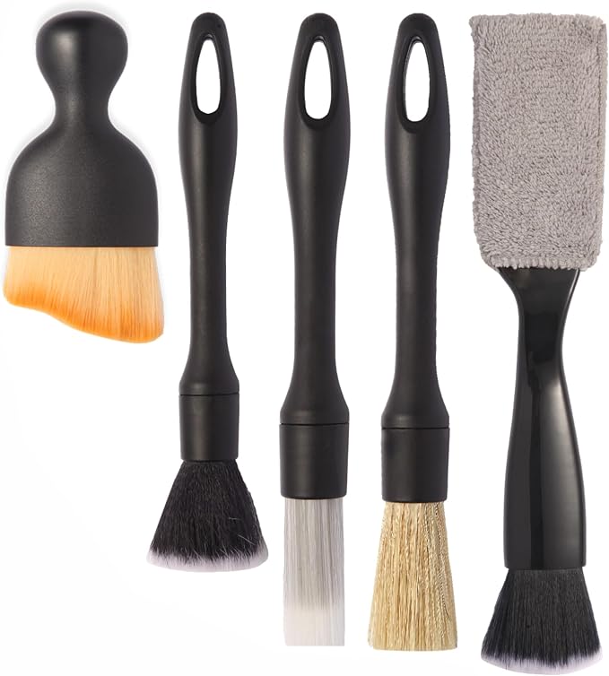 5PCS Car Detailing Brush Set with Car Cleaning Gel Car Cleaning Brushes,Car Dust Brush,Car Interior Detailing Brush for Vehicle Cleaning,Car Accessories for Truck, SUV, Interior