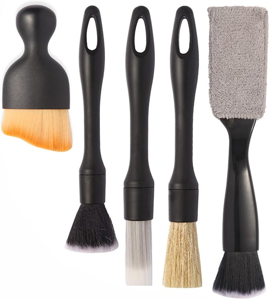 5PCS Car Detailing Brush Set with Car Cleaning Gel Car Cleaning Brushes,Car Dust Brush,Car Interior Detailing Brush for Vehicle Cleaning,Car Accessories for Truck, SUV, Interior