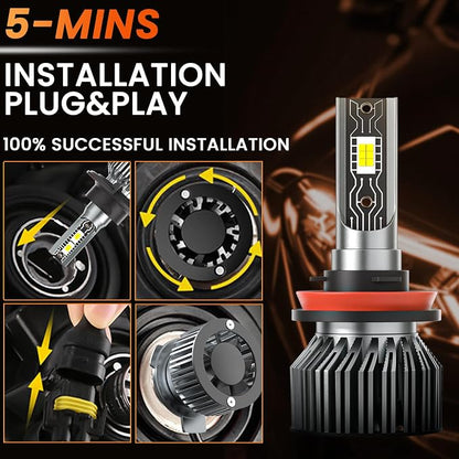 Driving Light Bulb Fit for Chevy Silverado 1500 2007-2015 / Silverado 2500HD 3500HD 2007-2021 High Low Beam Fog Light Bulbs Combo Pack Plug and Play,6500K White Car Lamp Kit,IP68 6-Pack