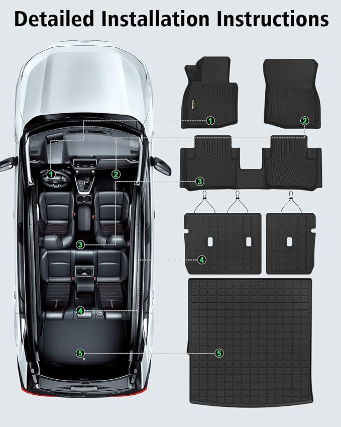 Floor Mats for Mazda CX-50 Hybrid 2025-2026 & Cargo Liners & Backrest Mat All Weather TPE Rubber Trunk Mat Back Seat Protector Full Set for CX50 2025 Plug-in Hybrid Accessories, Black