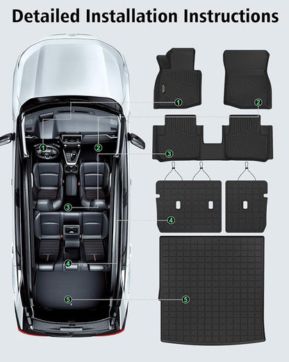 Floor Mats for Mazda CX-50 Hybrid 2025-2026 & Cargo Liners & Backrest Mat All Weather TPE Rubber Trunk Mat Back Seat Protector Full Set for CX50 2025 Plug-in Hybrid Accessories, Black