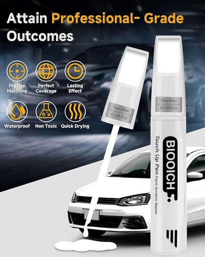 Touch Up Paint Pen Exact Color Match Car Chip and Scratch Repair (for vw, Pure White(LC9A/0Q))