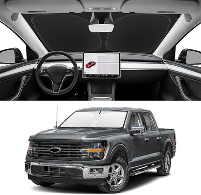 Custom Fit Windshield Sun Shade for Ford F150 2021-2026 (Lariat, Raptor, King Ranch), Blocks UV & Heat, Front Window Sunshade Accessories, Easy Fold & Store Keep Your Car Cooler