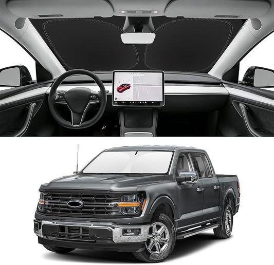 Custom Fit Windshield Sun Shade for Ford F150 2021-2026 (Lariat, Raptor, King Ranch), Blocks UV & Heat, Front Window Sunshade Accessories, Easy Fold & Store Keep Your Car Cooler