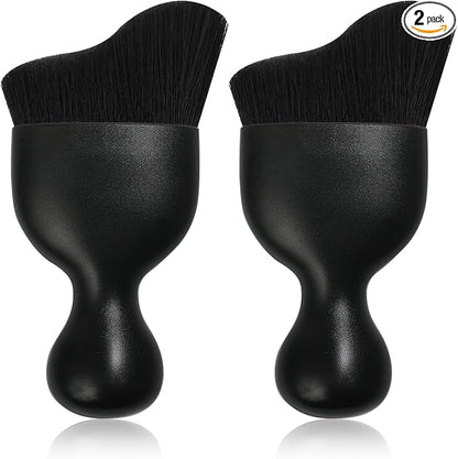 2 PCS Car Interior Detailing Brush, Curved Car Interior Cleaning Brush with Ultra Soft Bristles & Dust Cover, Scratch-Free Auto Dusting Brushes for Dashboard AC Vent Leather (Black)