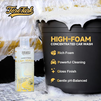 toretark Car Wash Soap - High Foam, pH-Balanced & Concentrated Car Shampoo, Works with Foam Gun, Cannon & Bucket, Safely Deep Cleans Sediment, Dust and Oil Stains - 500ml (17 fl oz)