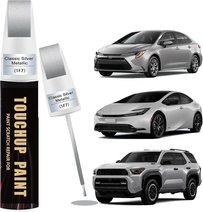 Classic Silver Metallic(1F7) Car Paint Touch Up Pen Compatible with Toyota,2-In-1 Color Accurate Touch Up Car Scratch Repair Paint Match Toyota Series Automotive Scratch Remover for Nicks&Chips Repair