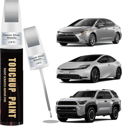 Classic Silver Metallic(1F7) Car Paint Touch Up Pen Compatible with Toyota,2-In-1 Color Accurate Touch Up Car Scratch Repair Paint Match Toyota Series Automotive Scratch Remover for Nicks&Chips Repair