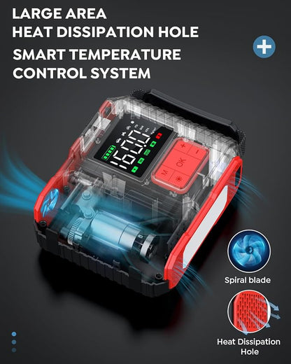 Car Jump Starter with Air Compressor, 9000A Peak 26800mah (Up to All Gas or 12.0L Diesel Engine, 50 Times) Portable160PSI Jump Starter 12V Auto Battery Jump Pack Quick Charge