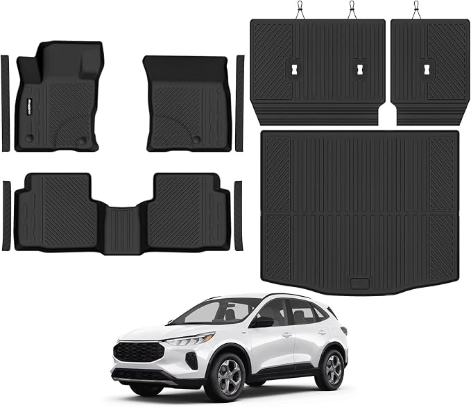Floor Mats for Ford Escape 2020-2026(Gas Only), Trunk Mat and Backrest Mat & Door Sill Guard All Weather TPE Protector for Ford Escape Floor Liner Accessories
