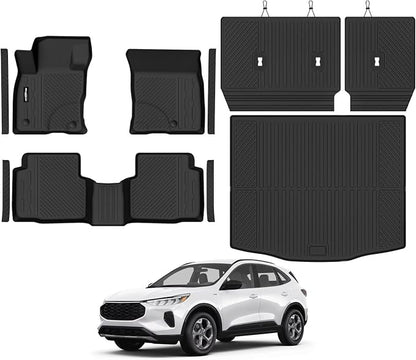 Floor Mats for Ford Escape 2020-2026(Gas Only), Trunk Mat and Backrest Mat & Door Sill Guard All Weather TPE Protector for Ford Escape Floor Liner Accessories