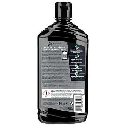 Turtle Wax Hybrid Solutions Ceramic Acrylic Black Car Polish and Wax, Car Scratch Remover & Car Paint Restorer for Black Cars, Deep Shine, Ceramic Coating Protection & Water Beading, 14 oz (Pack of 3)