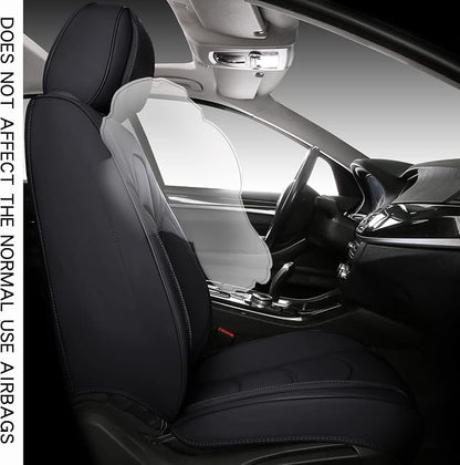 NS YOLO Full Coverage Car Seat Covers Universal Fit for Cars SUVs Pick-up Trucks with Waterproof Leatherette in Automotive Vehicle Interior Accessories (Black, Front Pair)