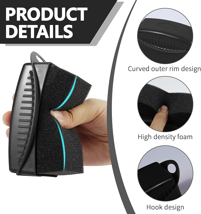 2PCS Tire Dressing Applicator, Car Tire Applicator Dressing Shine Sponge, Reusable Tire Dressing Applicator Pads with Lid, Wheel Applicator Foam for Car Detailing Cleaning (Black)