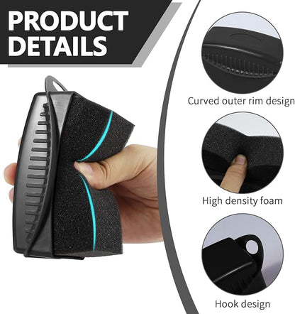 2PCS Tire Dressing Applicator, Car Tire Applicator Dressing Shine Sponge, Reusable Tire Dressing Applicator Pads with Lid, Wheel Applicator Foam for Car Detailing Cleaning (Black)