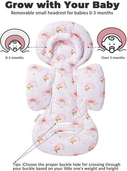 TinlyFinly Infant Car Seat Insert with Extra Cushion for Preemie to Toddler, Reversible Newborn Carseat Insert for Baby Head Body Support, Fits for Stroller, Baby Swing, Bouncer - Dots, Pink