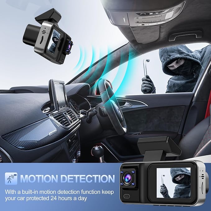 3 Channel 4K Dash Cam with 5GHz WiFi & APP Control, 4K+1080P+1440P Dash Cam Front and Rear Inside with 64GB Card, Dash Camera for Cars with Night Vision, Loop Recording, 24H Parking Mode, G-Sensor