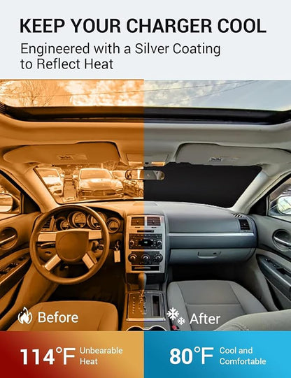 Proadsy 2026 Upgrade Front Windshield Sun Shade Foldable Sunshade Protector Custom Fit 2006–2010 Dodge Charger Accessories