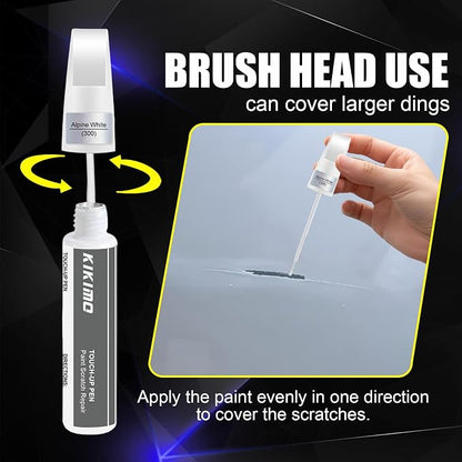 KIKIMO for BMW Touch Up Paint(Skyscraper Grey Metallic(C4W/C54)), Car Paint Repair Kit for BMW, 2 In 1 Scratches Repair with Pen Tip and Brush, Color-Matched for Quick & Easy Fix