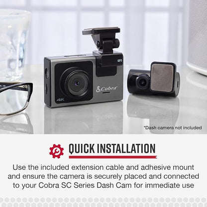 Cobra Rear-View Camera for SC Series Dash Cams, with Full HD Video, Flexible Mounting for Optimal View