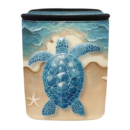 Talayituse Turtle Starfish Beach Print Car Trash Can Portable Auto Garbage Bin Multifunctional Vehicle Interior Accessories with Adjustable Straps Universal Fit Truck SUV Sedan