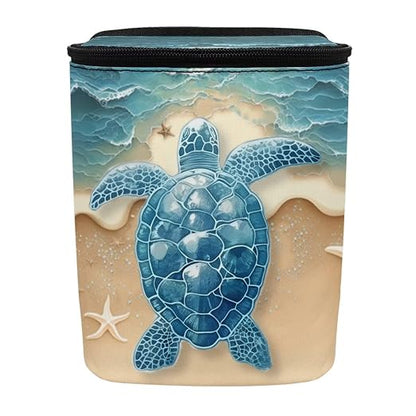 Talayituse Turtle Starfish Beach Print Car Trash Can Portable Auto Garbage Bin Multifunctional Vehicle Interior Accessories with Adjustable Straps Universal Fit Truck SUV Sedan