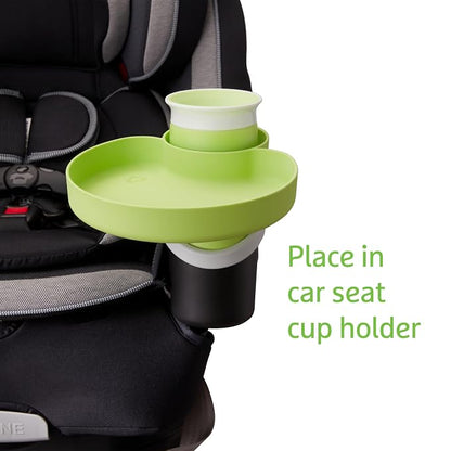 Munchkin Carseat Tray with Miracle 360 Sippy Cup for Toddlers 1-3 - Travel & Road Trip Accessory for Kids, Mess-Free Snacking and Spill Proof Drinking in The Car, Green
