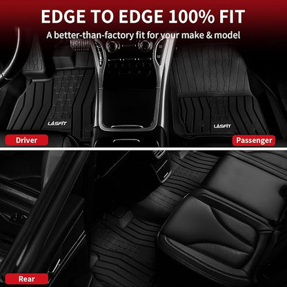 LASFIT Floor Mats for 2019-2023 Lincoln Nautilus & 2016-2018 Lincoln MKX, Custom Fit Full Coverage TPE Floor Liners, All Weather Front Rear Set, Black