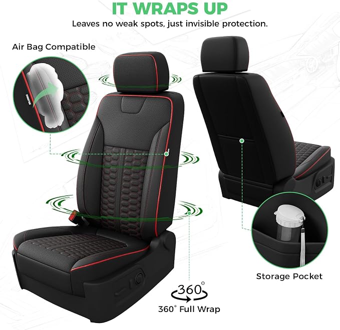 Custom Leather Seat Covers for Silverado/Sierra 1500 2019-2026, 2500HD 3500HD 2020-2026 Crew Cab Full Set with Jump Seat Cover (Armrest Storage Version Only), Truck Accessories