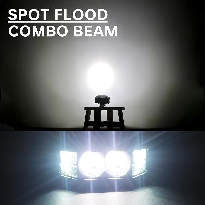 3 Inch LED Pods, 2PCS 40W 12V Flood Spot Ditch Lights Offroad Driving Fog LED Work Light for Truck ATV UTV Motorcycle (HZ1126)