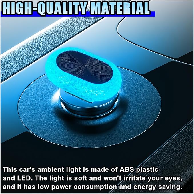 2PCS USB LED Car Interior Night Light, Crystal Mini Decoration Neno Ambient Light Car Interior Atmosphere Lamp, Plug-in USB Interface Auto Trunk Ambient Lighting Kit Universal for Cars (Blue)