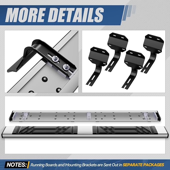 Auto Dynasty Running Boards for 2015-2024 Ford F-150, 2017-2024 F-250 F-350 Super Duty Regular Cab, Stainless Steel Side Step Rail Nerf Bars, 6.5" Step Bars, Chrome