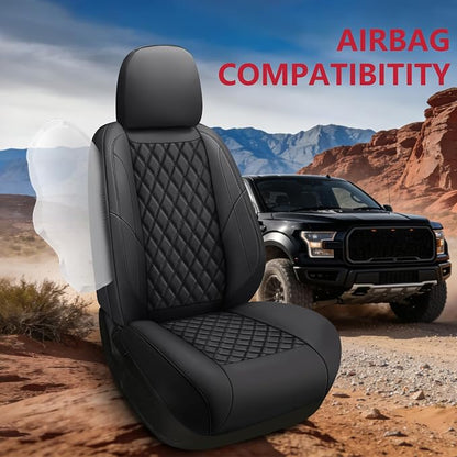 F150 Seat Covers, Custom Ford F150 Truck Seat Cover Fit for 2015-2025 F150 and 2017-2025 F250 F350 F450 Super Duty Crew Cab XL XLT Lariat King Ranch Platinum (Black, Front and Rear(5 seats))