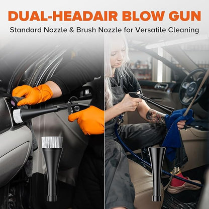 Tornado Car Cleaning Gun Interior Dryer Air Blow Gun, Automotive Tool Car Detailing Supplies High Pressure Air Gun, Car Detailing Cleaner Kit for Car Quickly Blasts Dirt and Dust Works with Air Silver