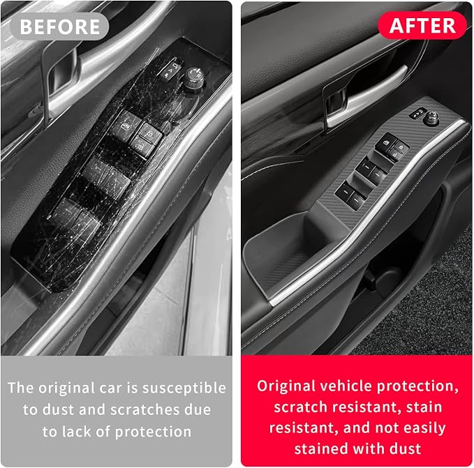 Temmis 4PCS Car Door Window Switch Panel Cover for Toyota Highlander 2020-2026, Auto Interior Decor Accessories Armrest Trim Silicone Style Kit-Black