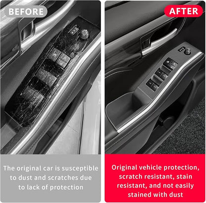 Temmis 4PCS Car Door Window Switch Panel Cover for Toyota Highlander 2020-2026, Auto Interior Decor Accessories Armrest Trim Silicone Style Kit-Black