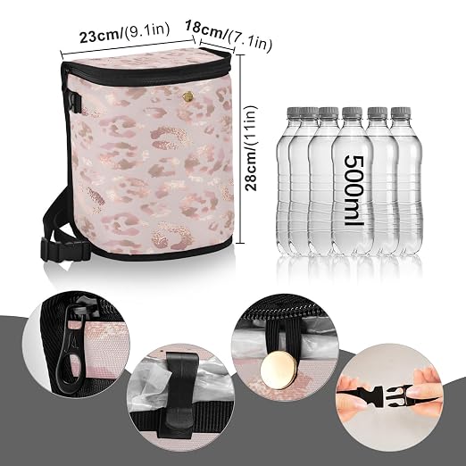 senya Car Trash Can Car Garbage Can Car Waste Basket,Leopard Print Cheetah Rose Gold Leak-Proof Car Trash Bin, Car Trash Hanging Car Accessories Interior Car Organizer Bag