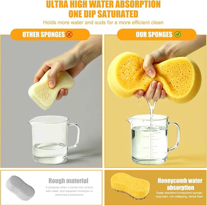 Car Wash Sponge 2 Pack - Large Plush Scratch-Free Cleaning Sponges, High Foam Long-Hair Microfiber Wash Sponge for Cars Trucks SUVs & Household Use