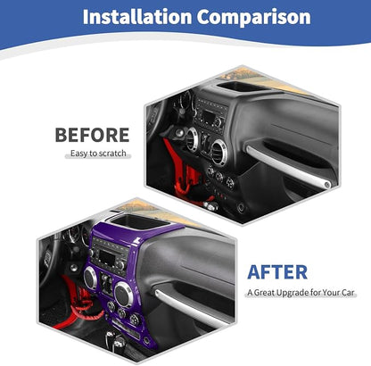 RT-TCZ for Jeep JK Purple Dash Accents Radio A/C Controls Cover Trim for Jeep Wrangler JK JKU 2011-2017 ABS Interior Accessories 2pcs