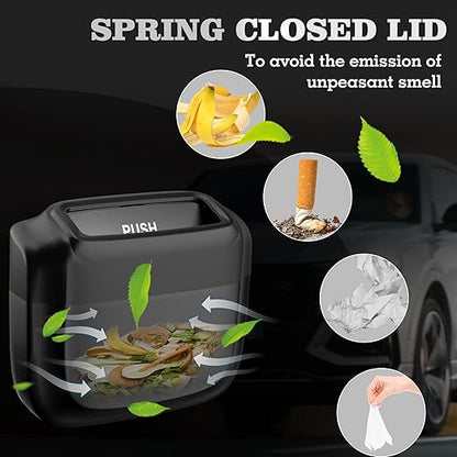Car Trash Can with Lid，Built-in Storage Garbage Bag，Leakproof Vehicle Trash，Car Accessories for Interior,Mini Garbage Bin for Automotive, Home, Office, Kitchen, Bedroom，with 30pcs Trash Bags