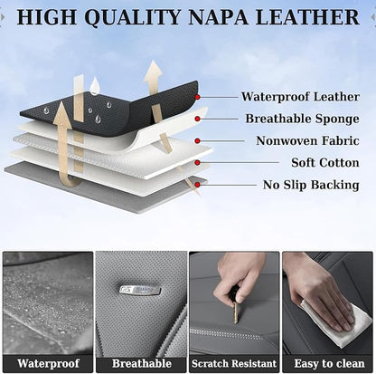 Coverado Car Seat Covers, Car Seat Covers Front Seats, 2-Pack Front Seat Cover, Nappa Leather Waterproof Seat Covers, Car Seat Protectors, Automotive Seat Covers Universal Fit for Most Vehicles