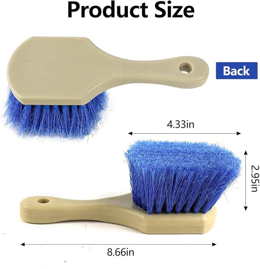 Hovom Car Wash Brush for Tire & Wheel Rim, Soft Bristle Wheel Cleaning Brushes, Short Handle Tire Cleaner Brush Releases Dirt and Road Grime, Universal Car Cleaning Supplies (Light Blue)