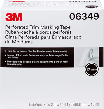 3M Perforated Trim Masking Tape 06349, Molding Paint Protection, Trim Lifting Tape, Hand Tearing, 10 mm Hard Band, 50.8 mm x 10 m