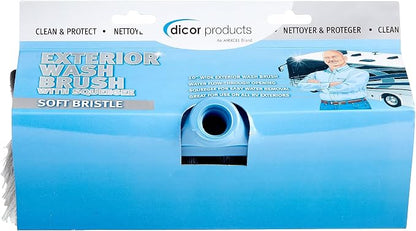 Dicor CP-SB10SQE Soft Bristle Exterior Wash Brush with Squeegee for Exterior RV Roof Cleaning and Maintenance