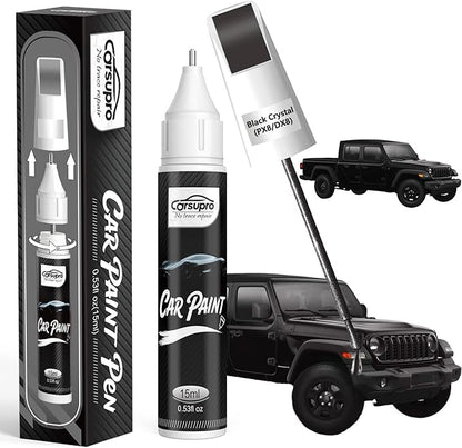 Black Crystal(PX8/DX8) for Jeep Touch Up Paint Pen, 2 in 1 Car Scratch Remover with Pen Tip and Brush, Precise Color Match for Car Paint Scratch Repair, Quickly and Easily Fix Chips and Nicks