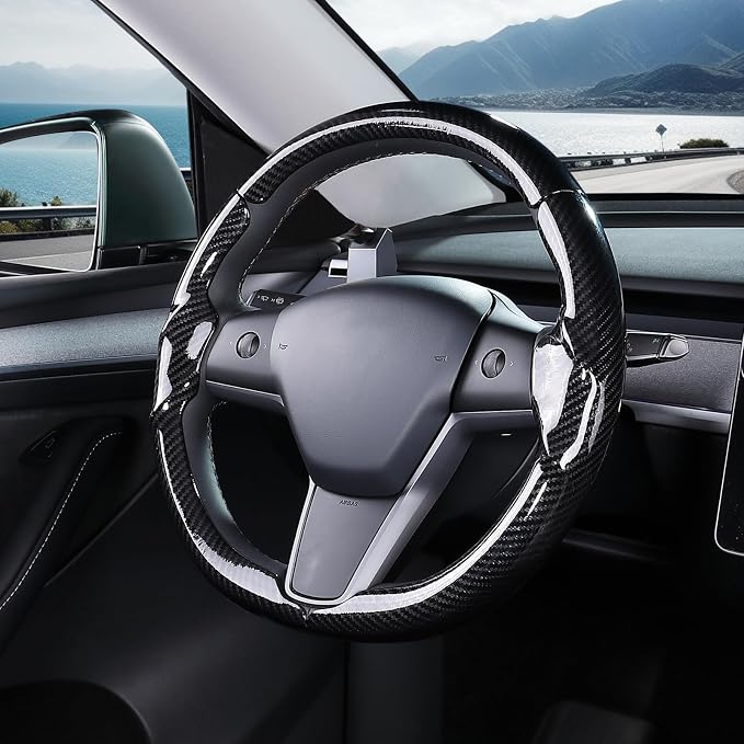 Steering Wheel Cover for Tesla Model 3(2017-2023) Model Y(2020-2024), Steering Wheel Accessories for Tesla Model 3/ Y