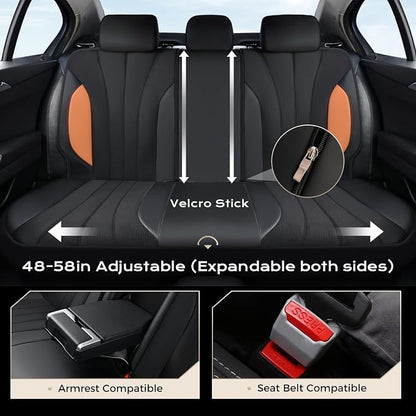Coverado Seat Covers for Car, Automotive Car Seat Covers 5 Seats, Mesh Breathable Leather Seat Protectors, Brown Seat Covers Universal Fit for SUV, Truck, Vans, Sedan