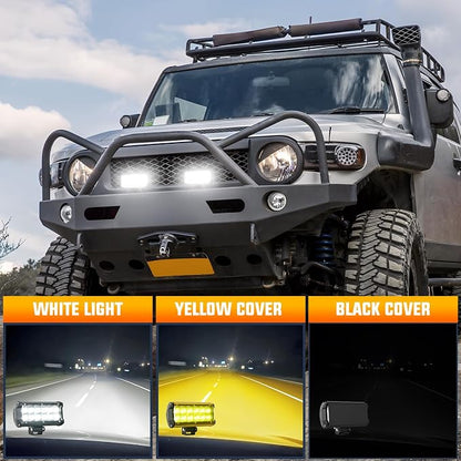 Nilight LED Light Bar with Amber/Black Covers 2 PCS 36 W 6.5 Inch Flood Off Road Lights Super Bright Driving Fog Boat Lighting Pods for Trucks Pickup Golf Cart SUV ATV UTV 4x4 Van Camper