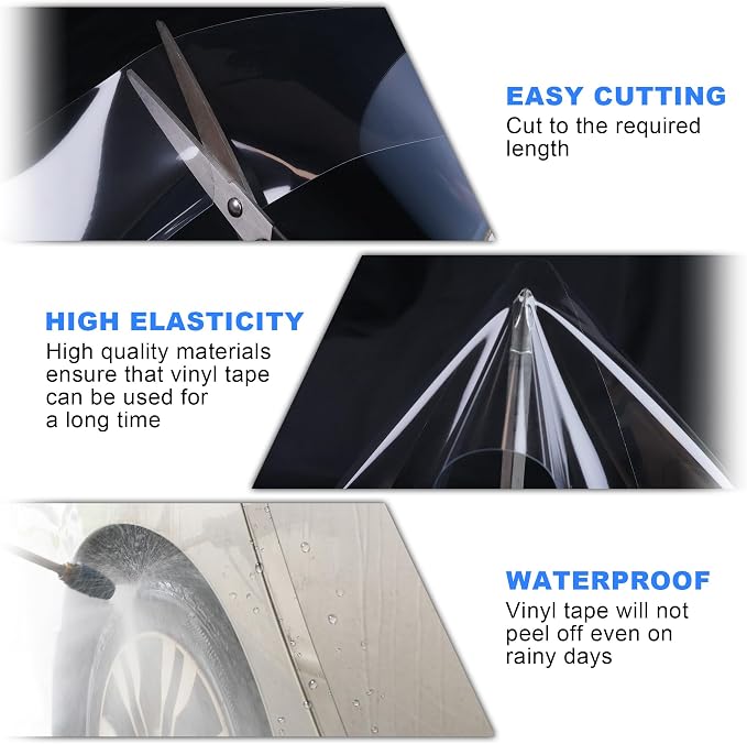 Arespark Car Door Edge Guard Protection Clear Vinyl Wrap Universal Door Sill Guard Anti-Collision Ratch-Resistant Protection Film, Transparent Paint Protection Vinyl Roll with Free Tools(2in x 30ft)